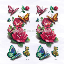 Pfingstrosenmuster mit asiatischer Art der Schmetterlings-chinesischen Art Wasserdichtem kundengebundenem Tätowierungaufkleber 3D